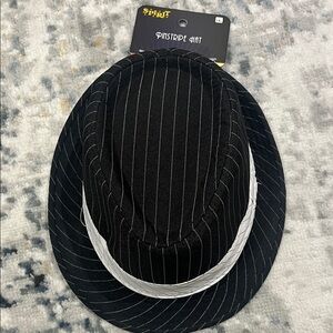Spirit Halloween Black Pinstripe Hat with White Band